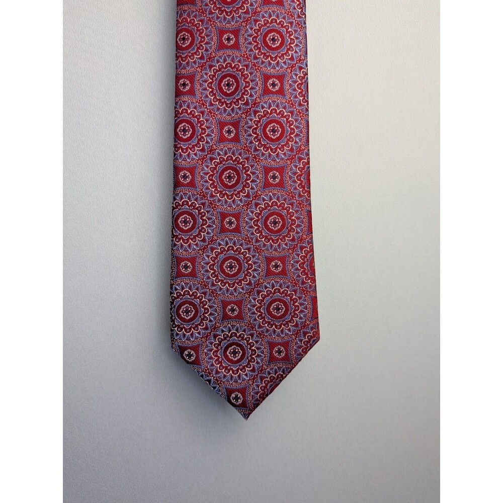 Forsyth Mens 100% Fine Silk Hand Sewn Tie Necktie New F.O.C. Red Geometric Burst